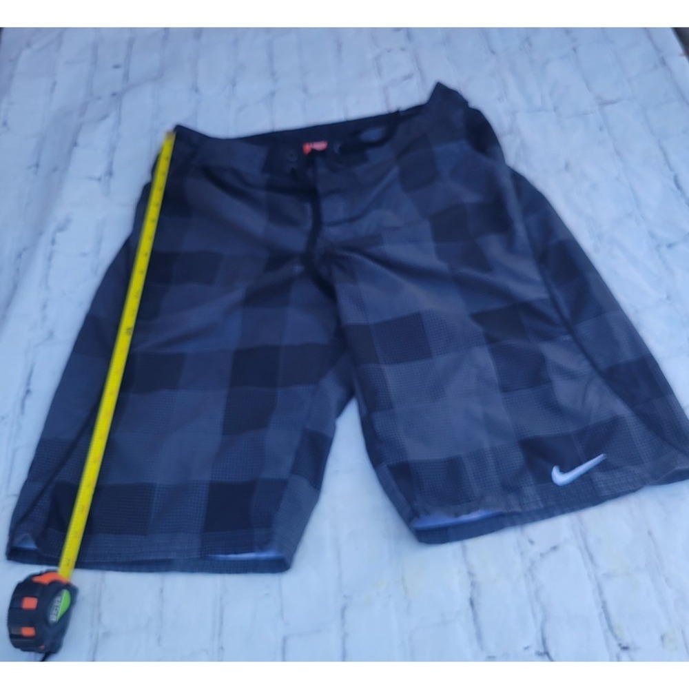Quiksilver Board Shorts Mens Blue Black Plaid Swim Trunks Surfing Size 38